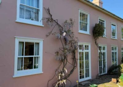 Pink exterior painted house