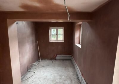 A room being plastered