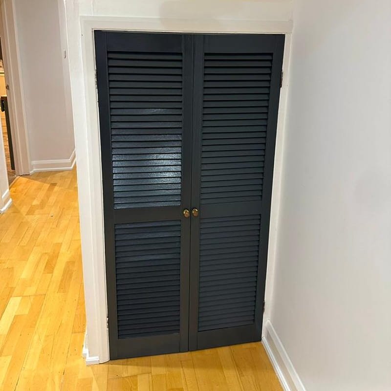 Newly painted door in a house in Cambridge